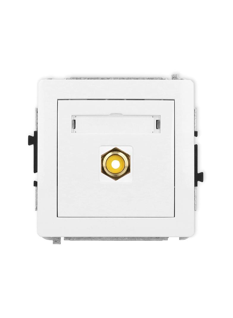 DECO Mechanizm gniazda pojedynczego RCA (typu cinch - żółty, pozłacany) biały