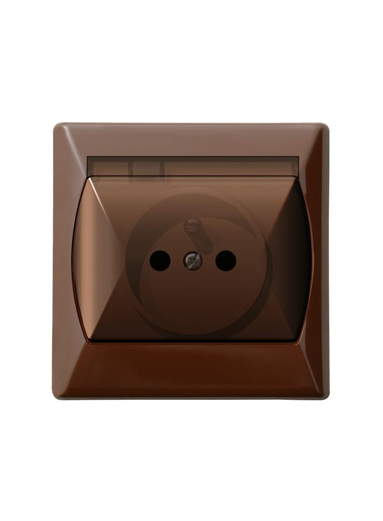 AKCENT Gniazdo bryzgoszczelne z uziemieniem IP-44 wieczko przezroczyste - kolor brązowy