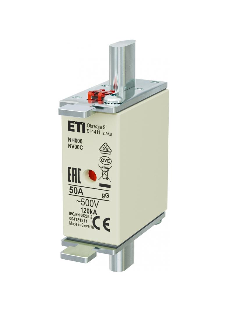 Wkładka topikowa NH zwłoczna KOMBI NH000 WT-00C gG 50A 500V 004181211 ETI