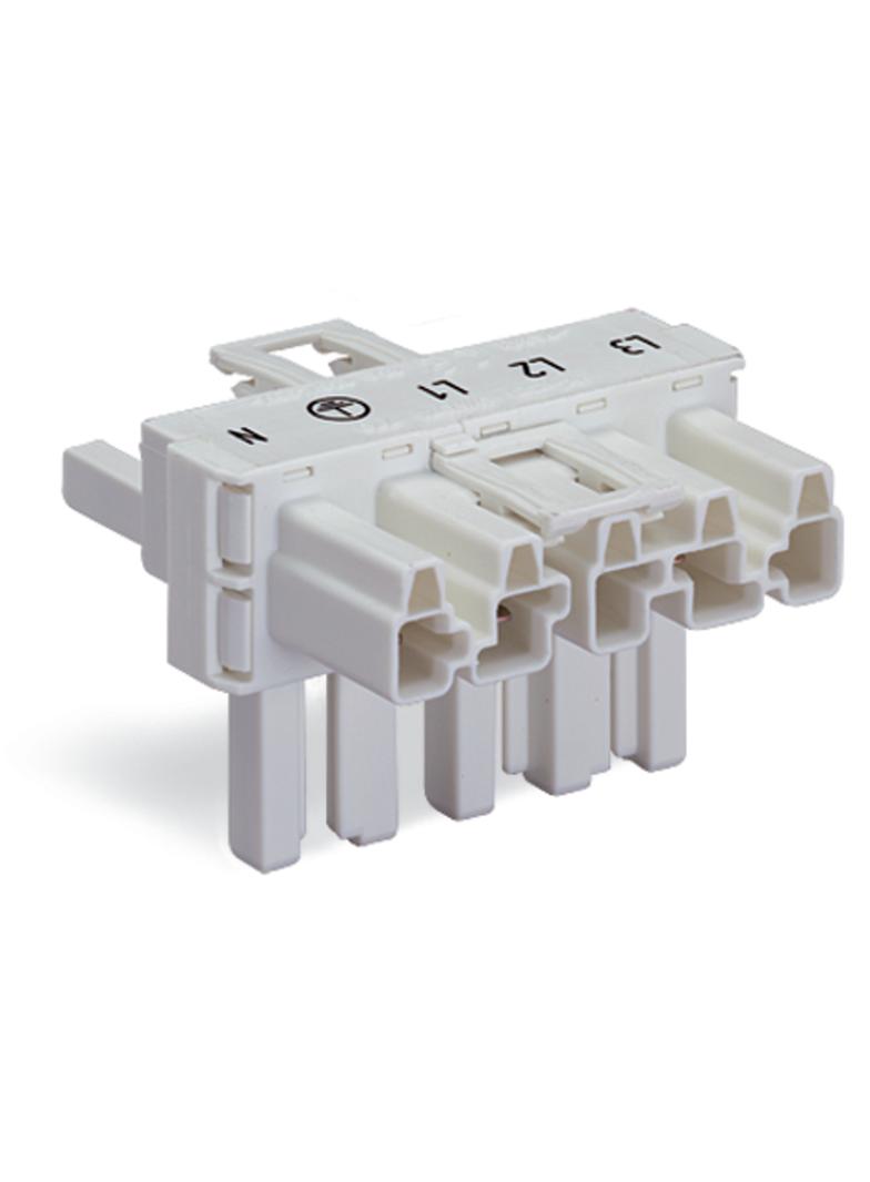 WINSTA rozgałęźnik typu T 5-torowy 1 x wtyk / 2 x gniazdo biały