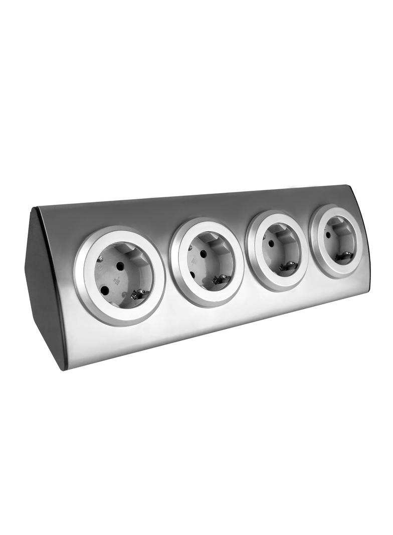 Gniazdo meblowe kuchenne 4x2P+Z montaż na rzepy INOX wersja schuko OR-AE-1340(GS) ORNO