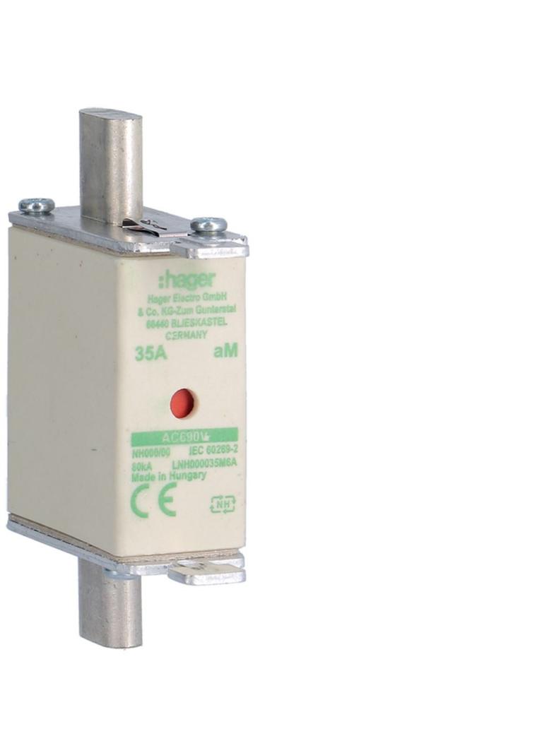 Wkładka bezp. nożowa NH000 wsk.podw. uchwyt nieiz. aM 35A 690VAC LNH000035M6A HAGER
