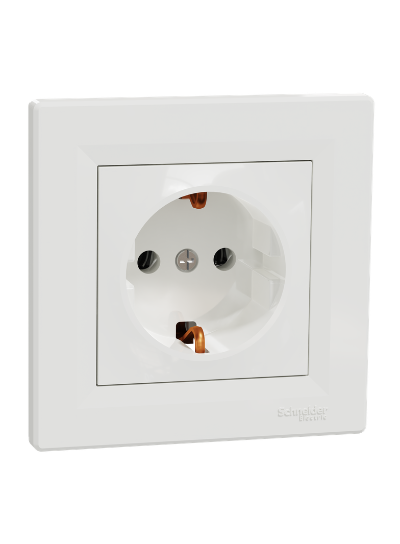 Asfora, gniazdo pojedyncze schuko, biały