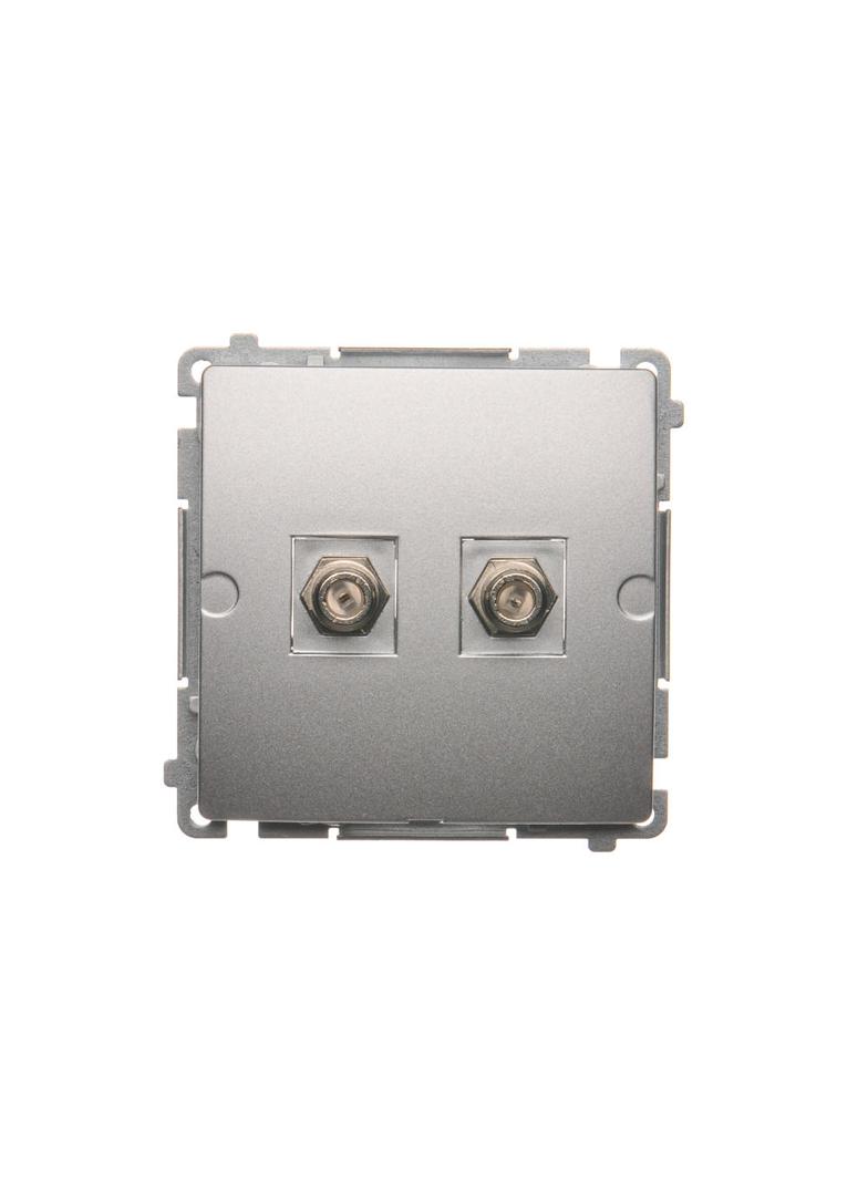 Simon Basic Gniazdo antenowe typu podwójne srebrny mat