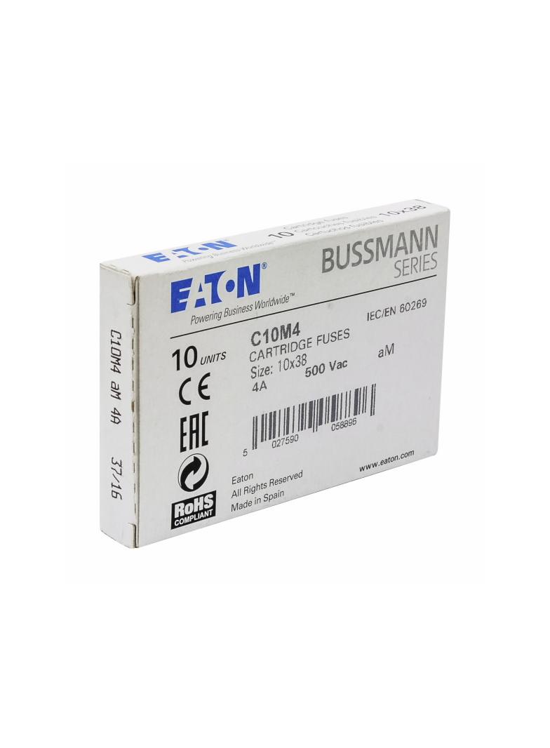 CYLINDRICAL FUSE 10 x 38 4A AM 500V AC Wkładka cylindryczna 10 x 38mm 4A AM 500V AC C10M4 EATON