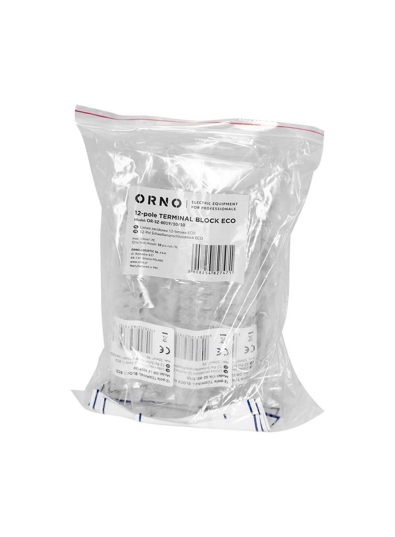Listwa zaciskowa 12-torowa ECO max.10mm2,PE 10 szt. OR-SZ-8019/10/10 ORNO