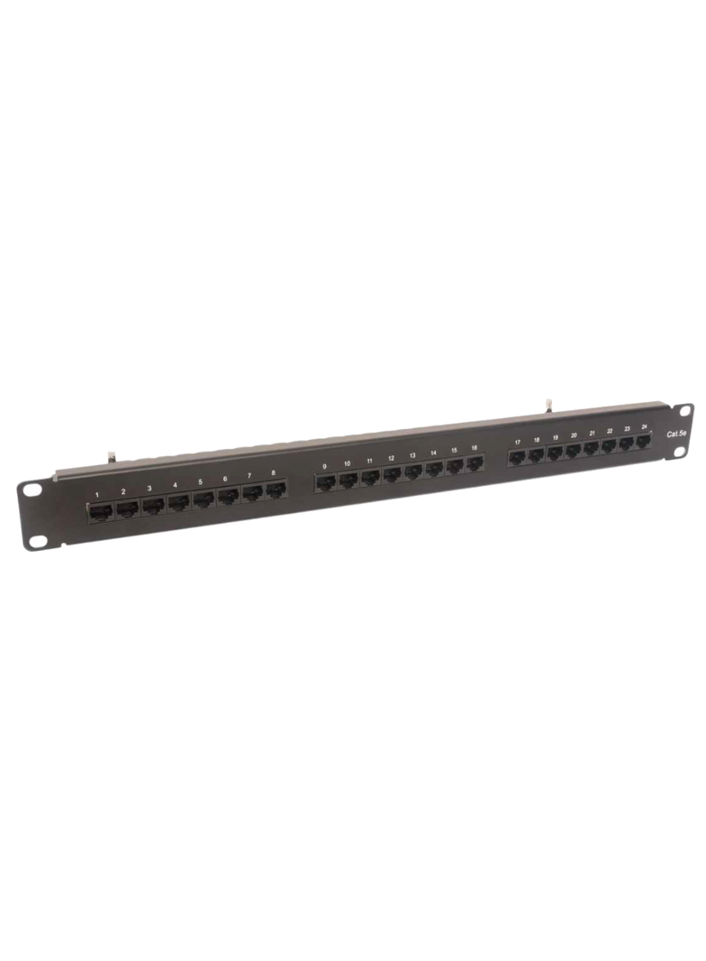 Panel kat. 5e 19 cali 1U 24xRJ45 UTP czarny z półką Partners CCAS-PA5E-24UTP-O C&C
