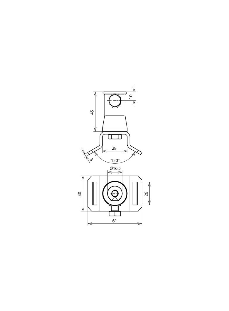 Łącznik z gniazdem mocowania, szer. 25 mm, stal nierdzewna NIRO