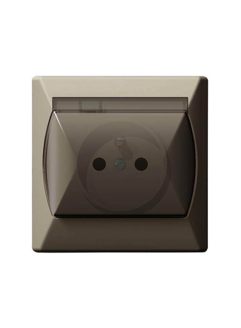 AKCENT Gniazdo bryzgoszczelne z uziemieniem IP-44 wieczko przezroczyste - kolor beżowy