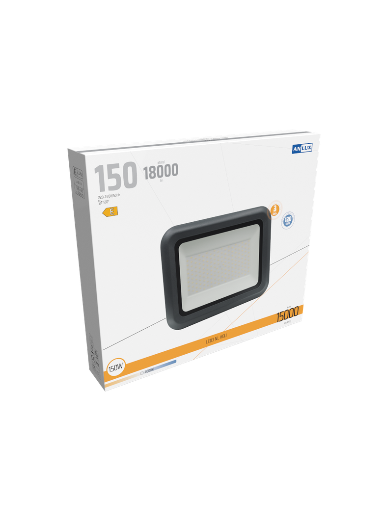 NAŚWIETLACZ LED HELI 150W 120LM/W NEUTRALNY BIAŁY 3 LATA GW. ANLUX