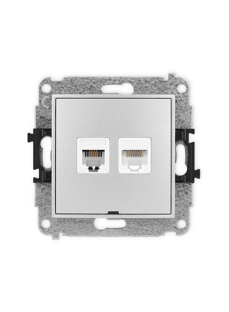 ICON Mechanizm gniazda telefonicznego pojedynczego 1xRJ11 + komputerowego pojedynczego 1xRJ45, kat.