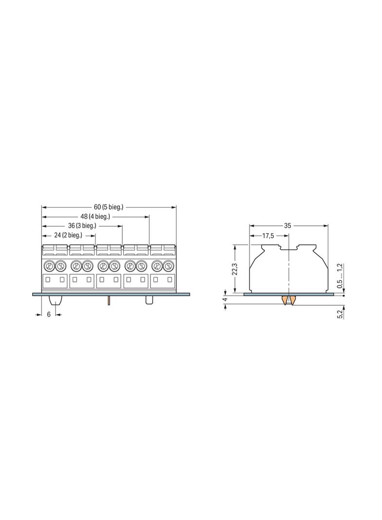 4-przewodowy blok zasilający. Ex. e II /500szt./ WAGO