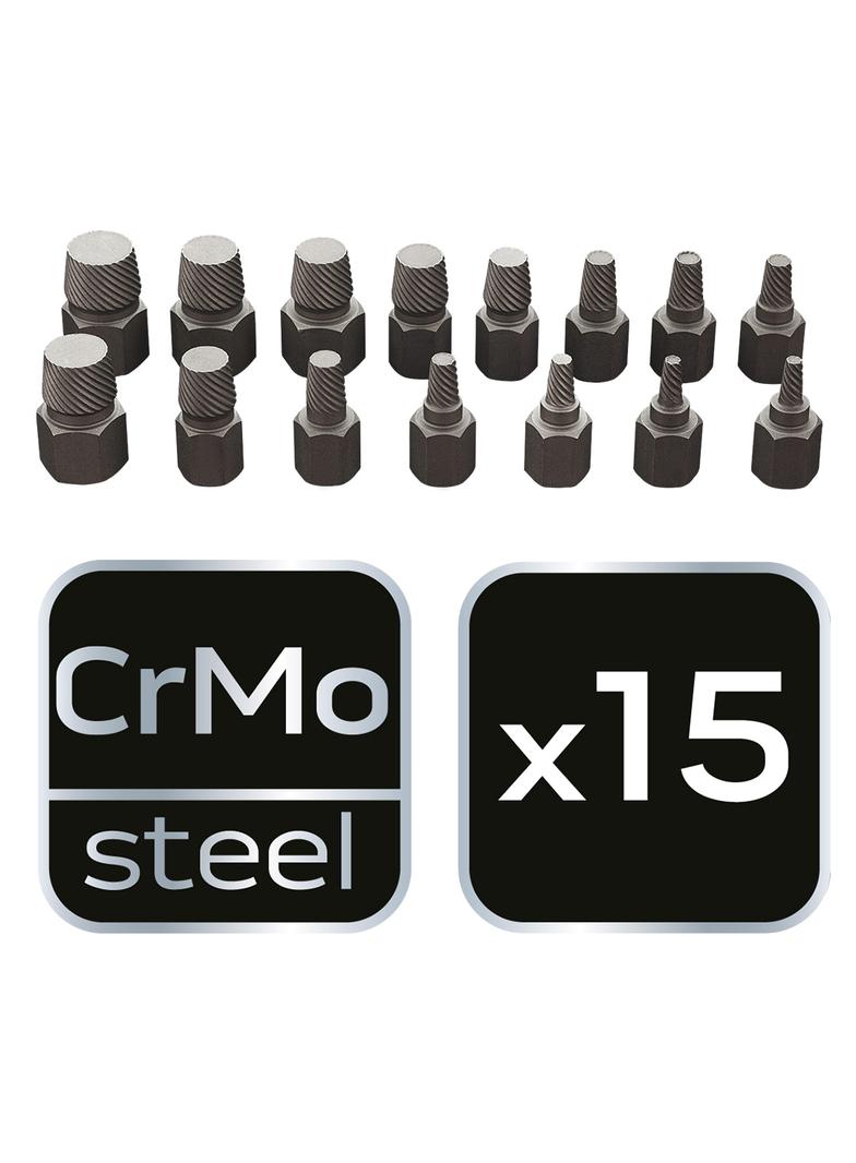 Wykrętaki do zerwanych śrub, zestaw 15 szt.