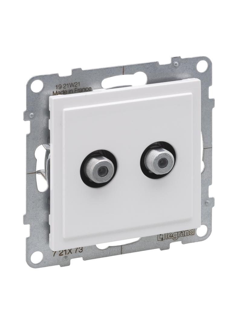 SUNO - Gniazdo SAT 2X typ  F  końcowe - podwójne - 1.5 dB, Biały, Legrand