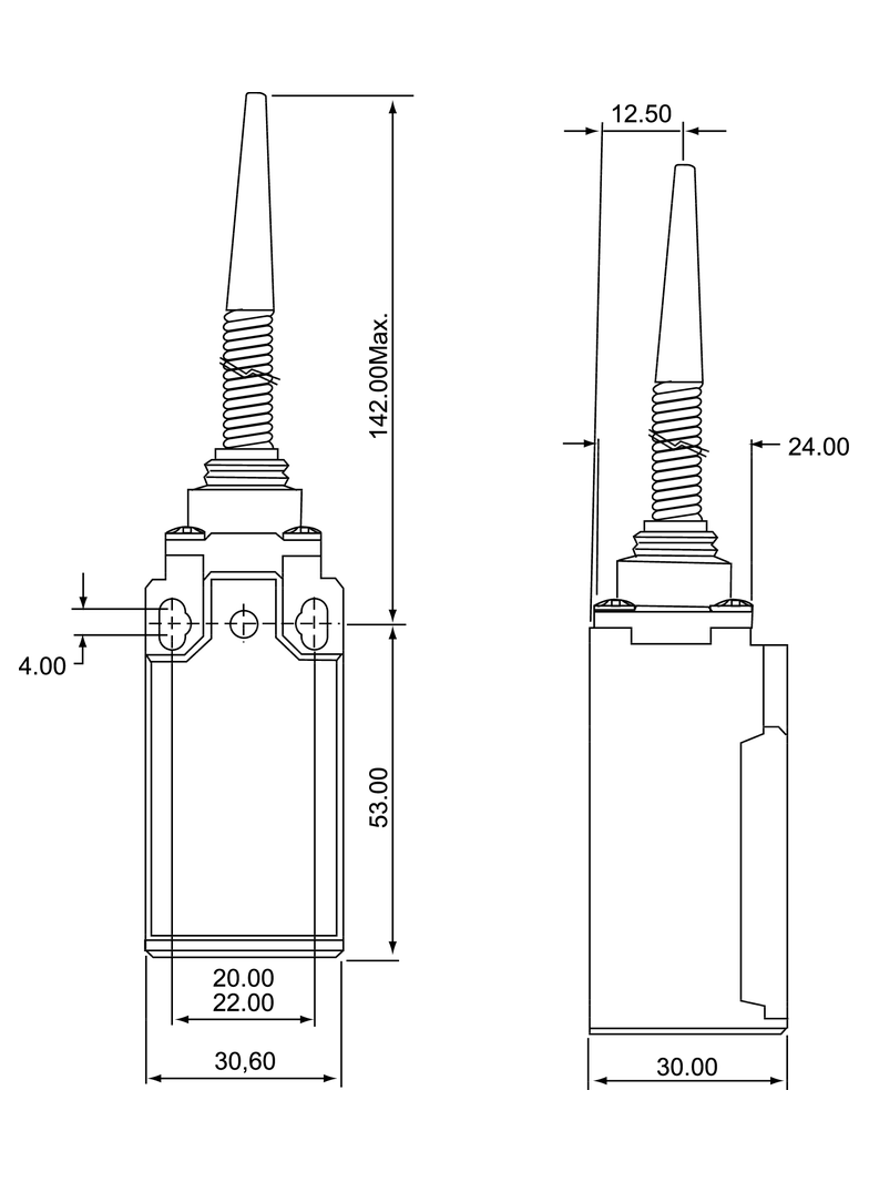 ŁĄCZNIK KRAŃCOWY (TWORZYWO) DZWIGNIA SPRĘŻYNOWA