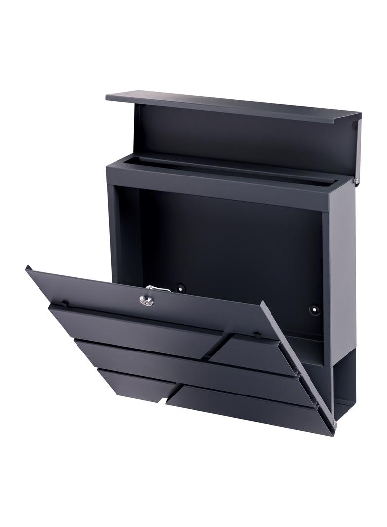 Skrzynka na listy PALAWAN z galwanizowanej stali z gazetnikiem, antracyt