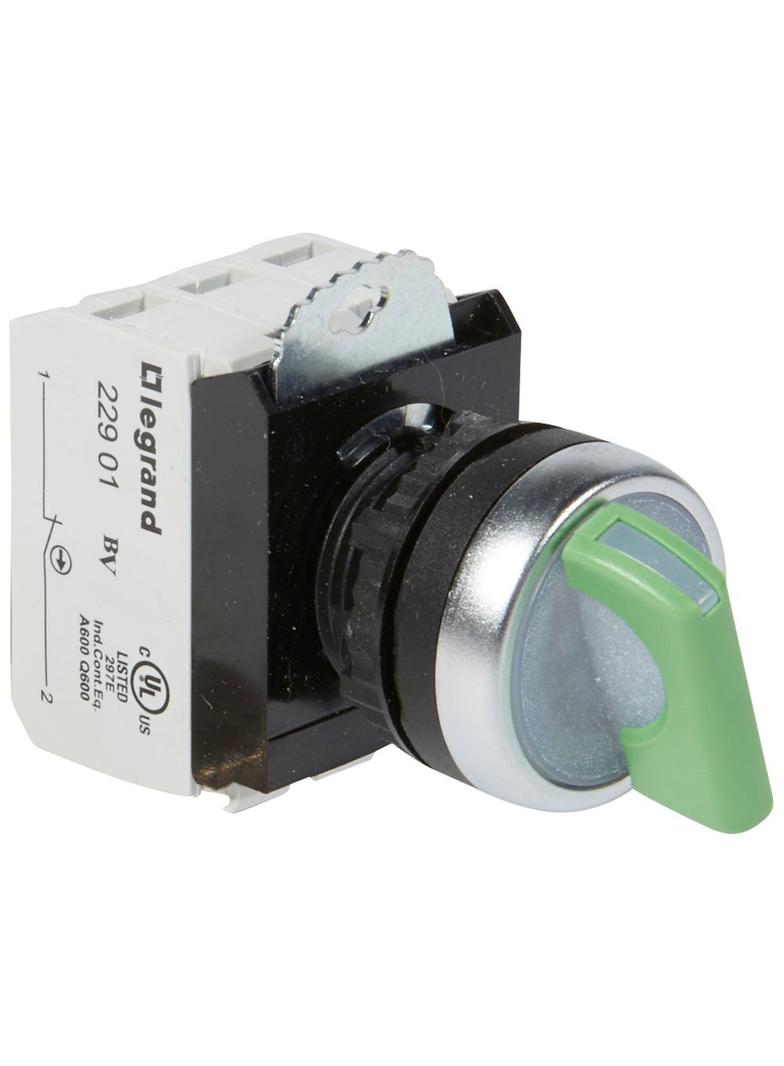 Osmoz Komplet Z Podświetleniem - Manetka Zielona 24 V 2 Pozycje Stabilne + Uchwyt + 1Z+1R 023762 LEGRAND