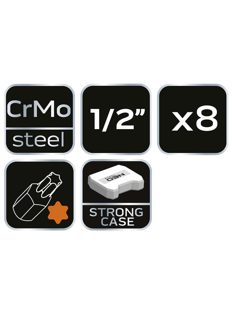 Klucze udarowe Torx 1/2", zestaw 9 szt.
