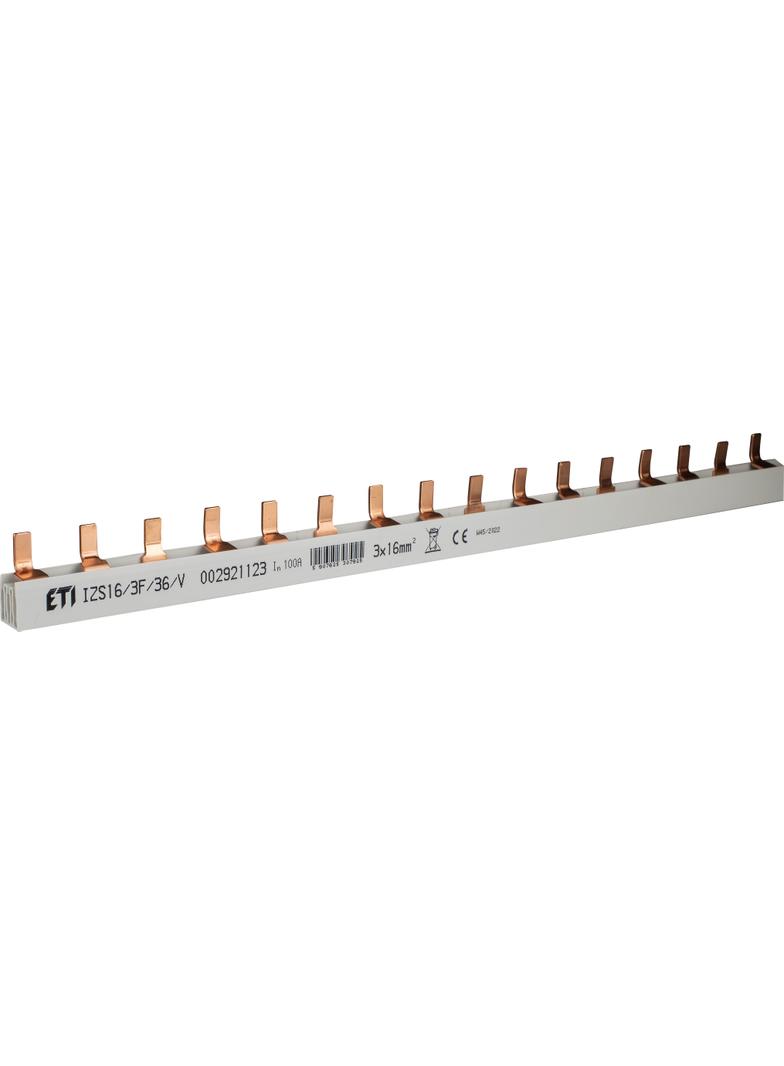 Szyna łączeniowa sztyftowa 3P 100A 16mm2 (36 mod.) IZS16/3F/36/V (1m) 002921123 ETI