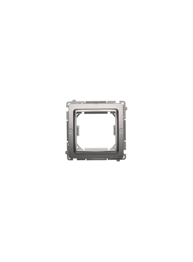 Simon Basic Adapter (przejściówka) na osprzęt standardu 45 × 45 mm. Montaż do puszki na łapki i wkręty srebrny mat BMA45M/43 KONTAKT