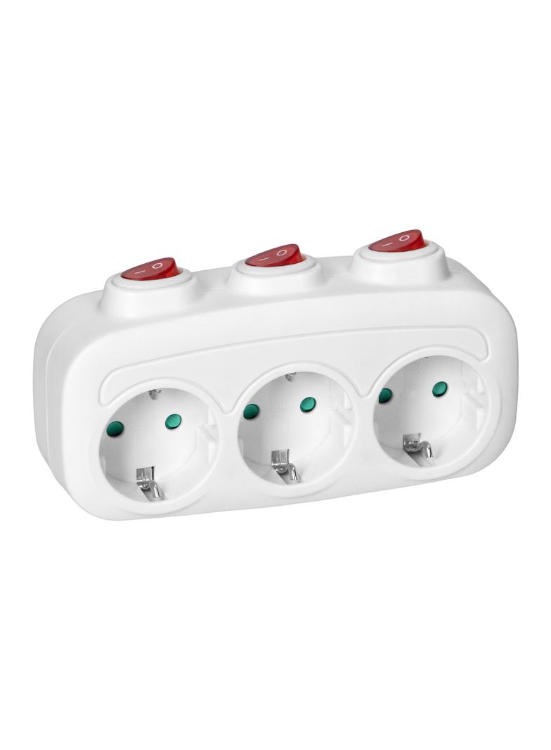 Rozgałęźnik 3x2P+Z z 3 włącznikami Schuko ES-3(GS) ORNO