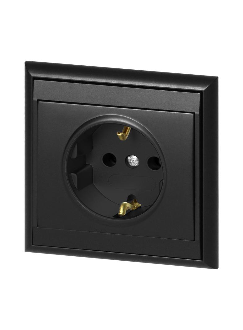 Gniazdo pojedyncze podtynkowe 2P+Z, Schuko Luna, 16A, 250V, PT-17L, czarny OR-OE-7605(GS)/B ORNO