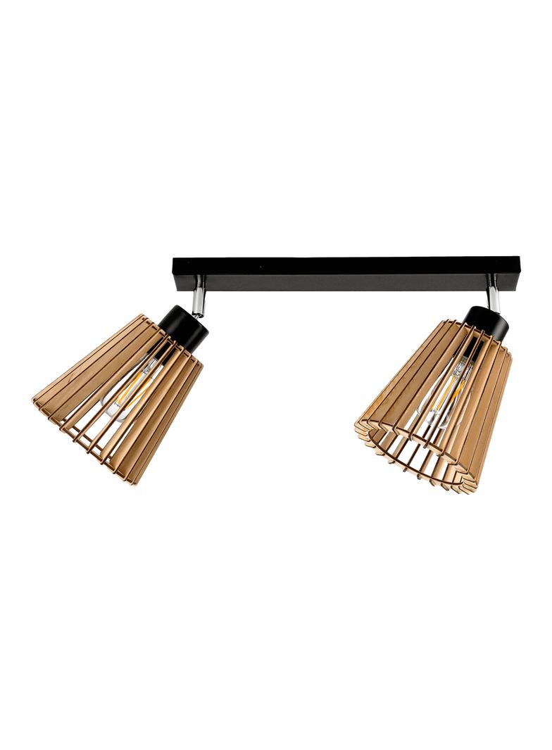 DELOS 2P E27, oprawa ścienno-sufitowa, max. 2x60W, czarna, drewno