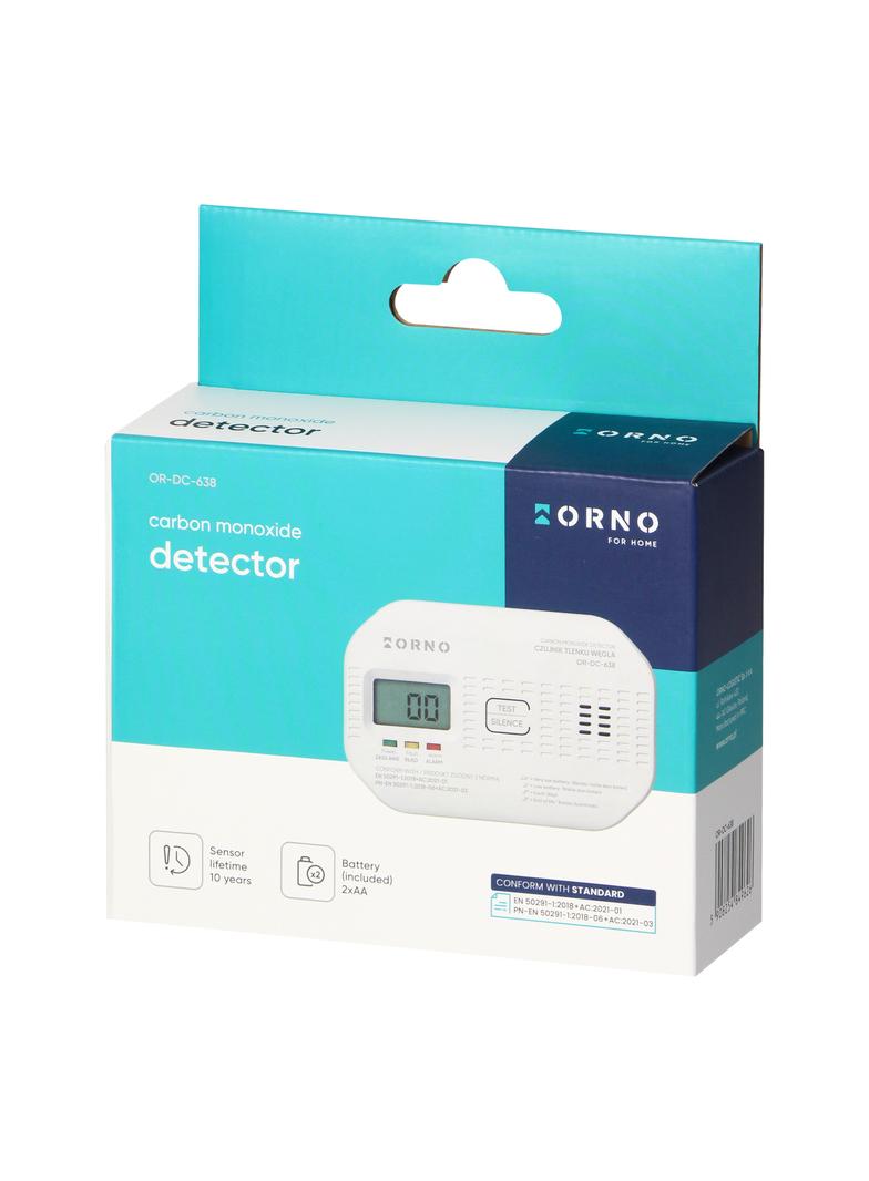 Bateryjny czujnik tlenku węgla (czadu), 2xAA, żywotność sensora 10 lat