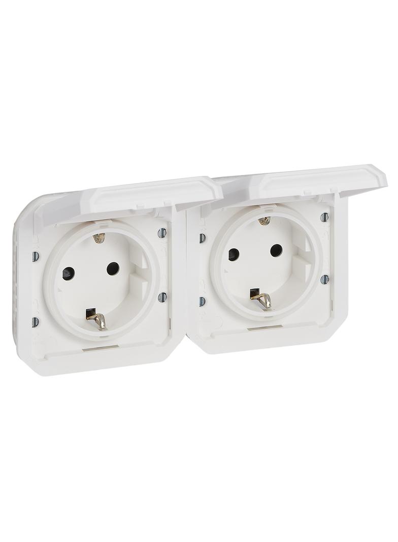 NOWE PLEXO - GNIAZDO SCHUKO 2X2P+Z POZIOME MECHANIZM 16A-250V BIAŁE 069675L LEGRAND