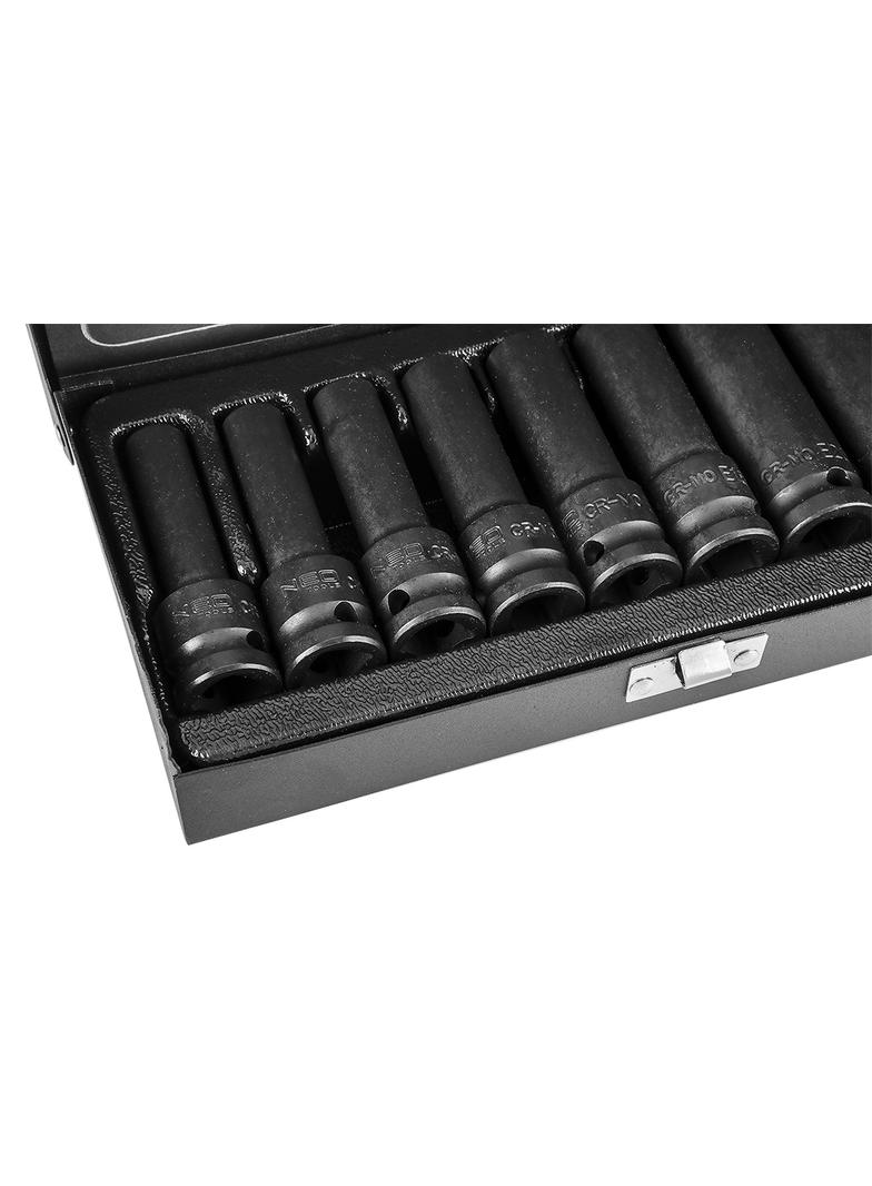 Nasadki udarowe 1/2", E10-E24, zestaw 9 szt., CrMo