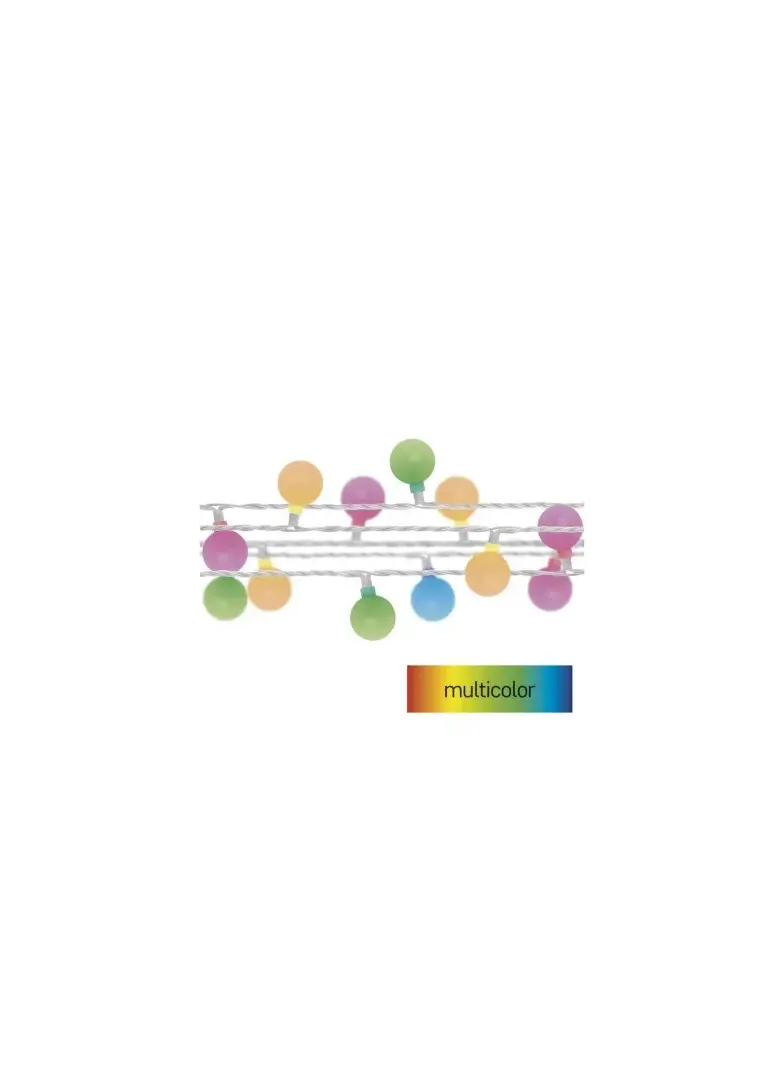 Dekoracje - 40 LED big cherry 4m IP44 multikolor, biały przewód, IP44, timer