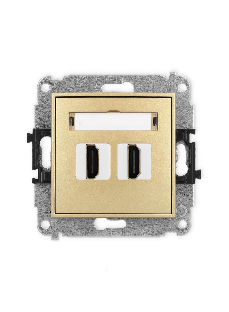 ICON Mechanizm gniazda podwójnego HDMI 2.0 złoty
