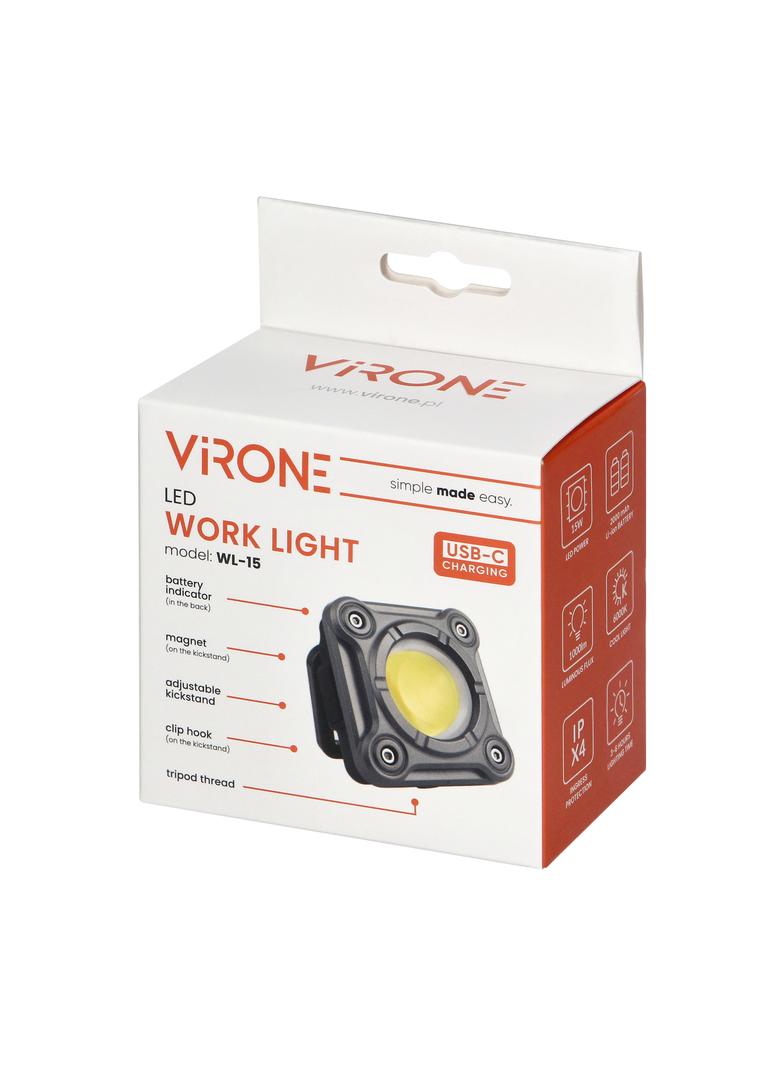 Lampa warsztatowa LED COB 15W 1000lm reflektor zimna biel WL-15 VIRONE
