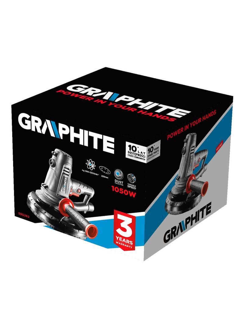 Szlifierka do gipsu 1050W, tarcza 225 mm, z systemem odpylania