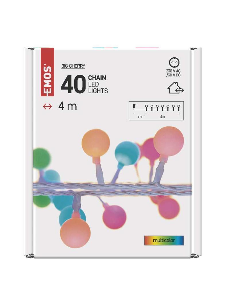 Lampki świąteczne kulki 40 LED 4m IP44 multikolor IP44 timer D5AM01 EMOS