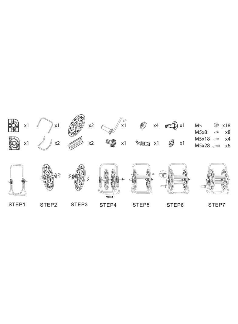 Stojak na wąż ogrodowy, metalowa konstrukcja, do 60 m węza 1/2"