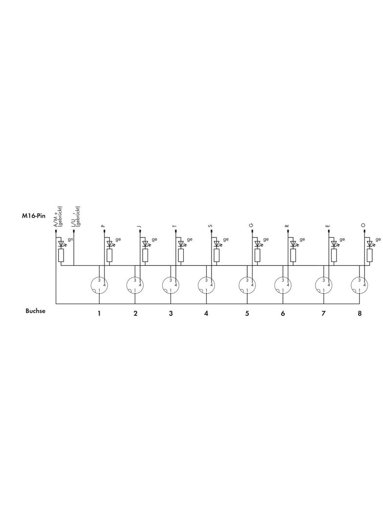moduł przyłączeniowy 8-torowy/3-biegunowy ze złączem M16