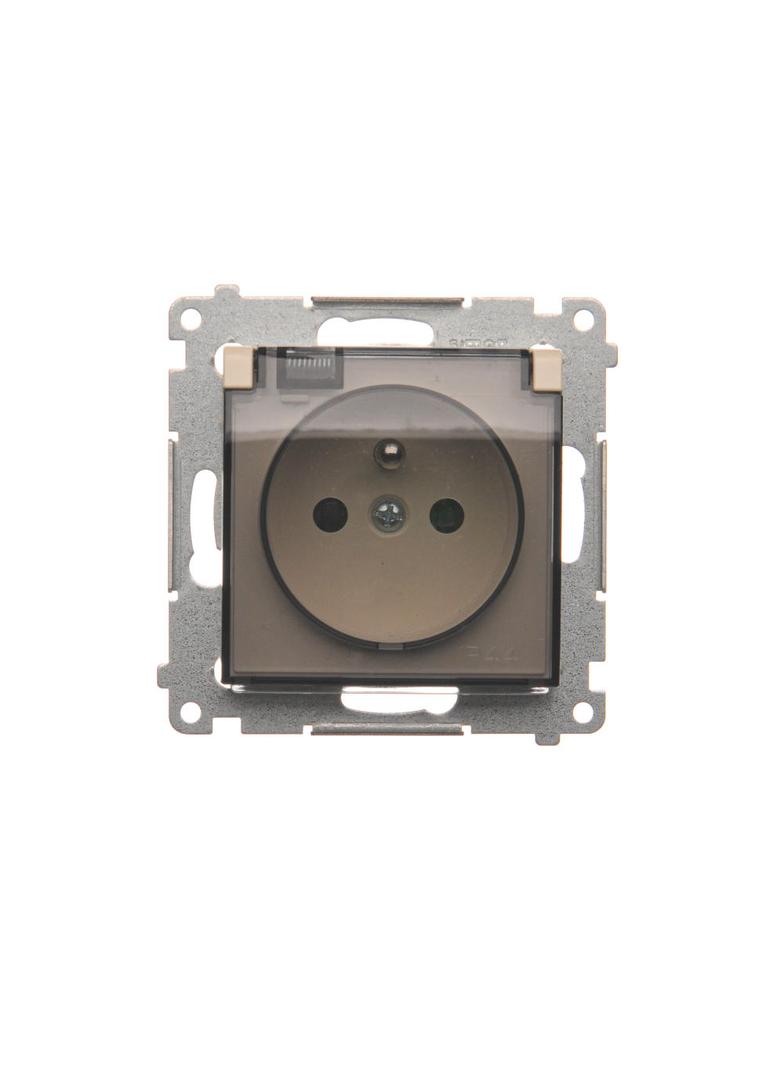 Simon 54 Gniazdo IP44 bez uszczelki 16A z. śrub. klapka transp. kremowy *Wymagana uszczelka ramki