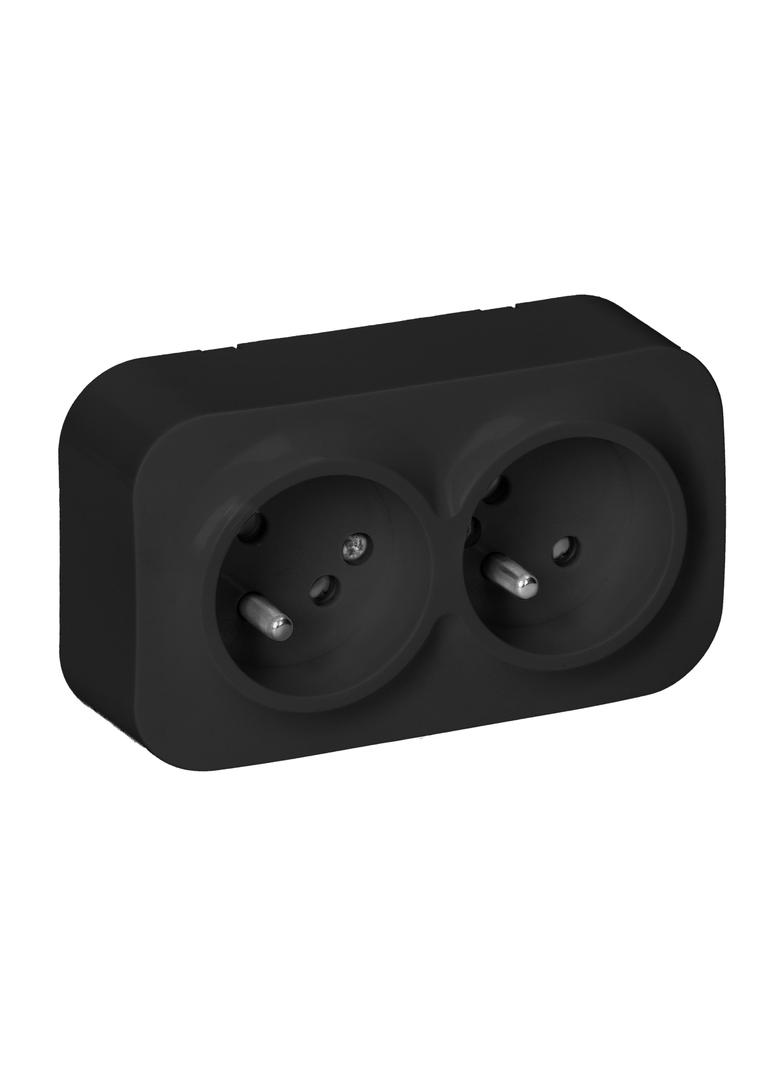 ToDo Gniazdo podwójne 2x2P+Z, 16A/230VAC, IP20, Czarne 10 sztuk