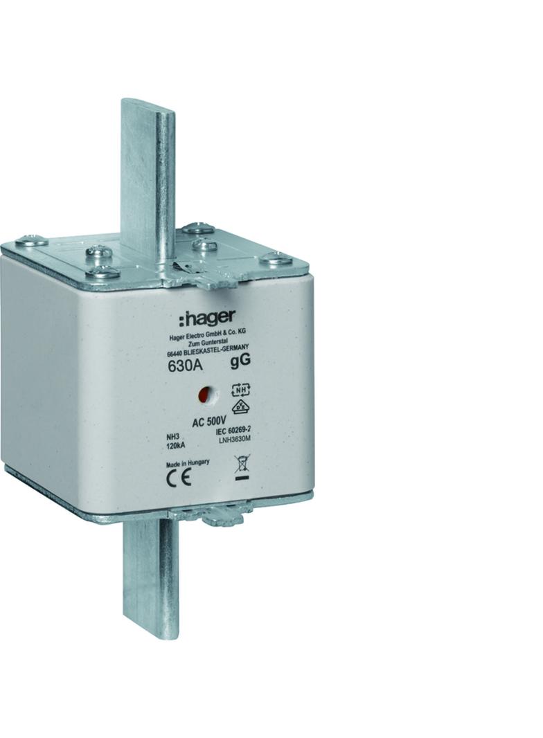 Wkładka bezp. nożowa NH3 wsk.centralny gG 630A 500VAC LNH3630M HAGER