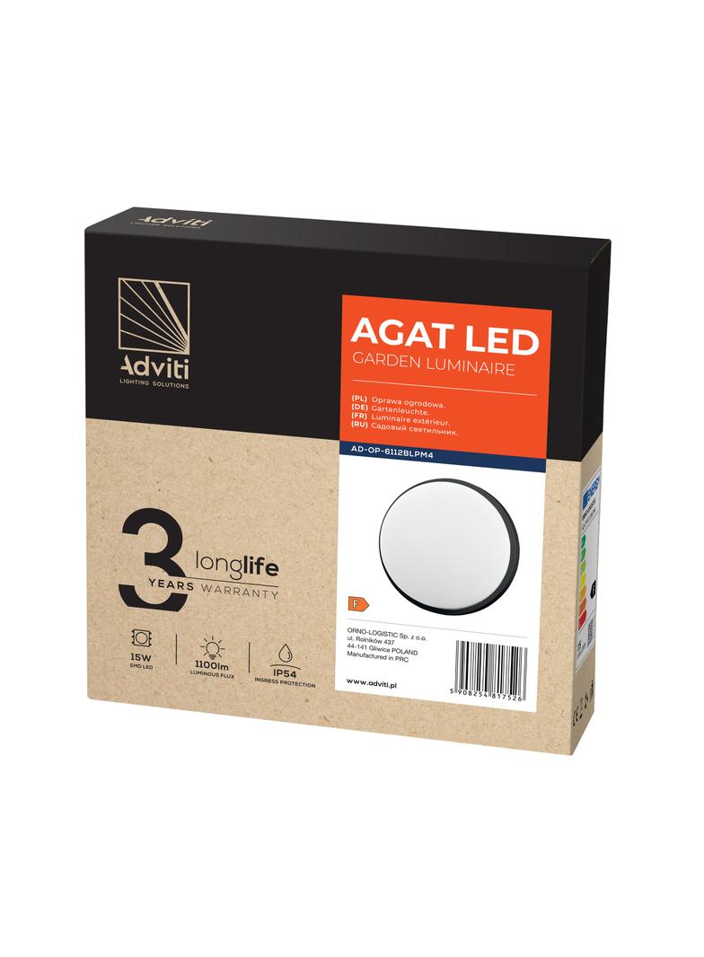AGAT LED 15W, oprawa ogrodowa, 1100lm, IP54, 4000K, czarna AD-OP-6112BLPM4 ORNO
