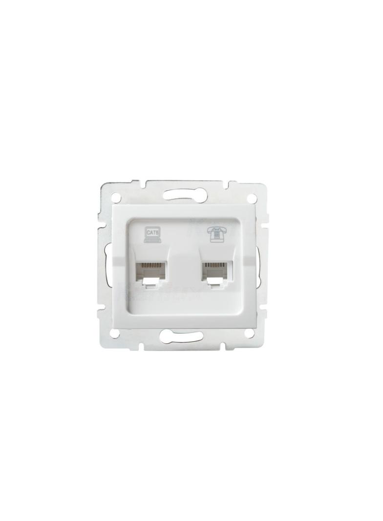LOGI Gniazdo teleinformatyczne (RJ45 Cat 6+RJ11) białe 021440002 25113 KANLUX