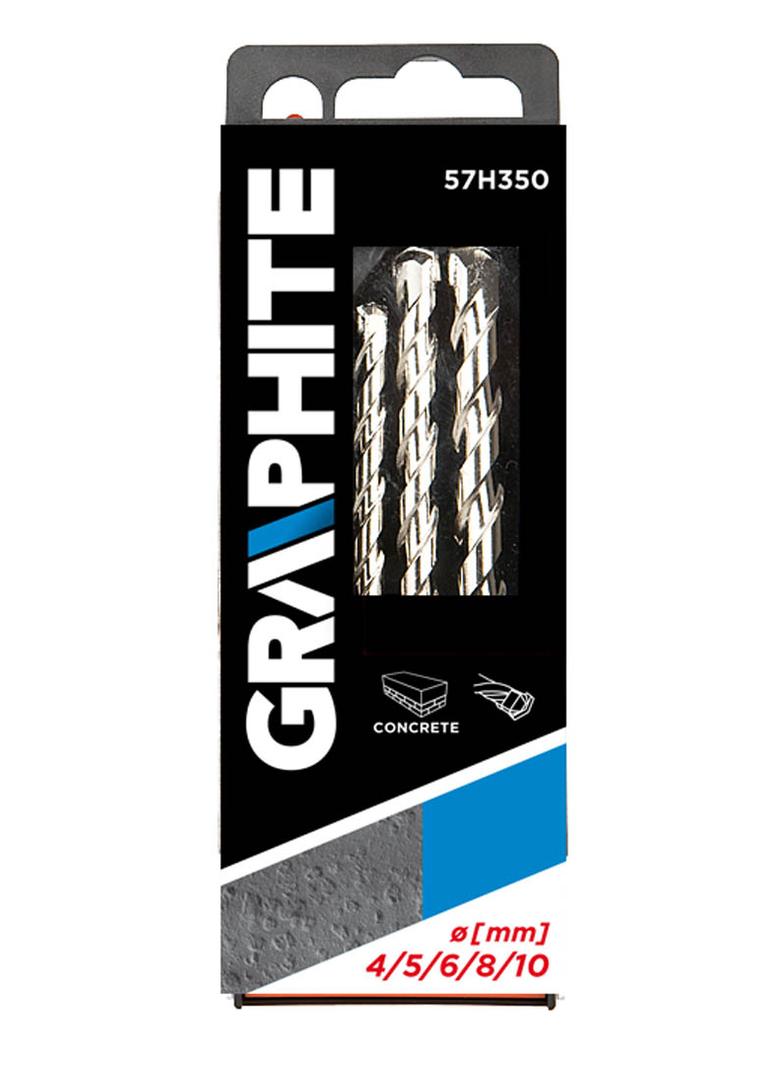 Wiertła do betonu 4-10 mm, zestaw 5 szt., końcówka motylkowa