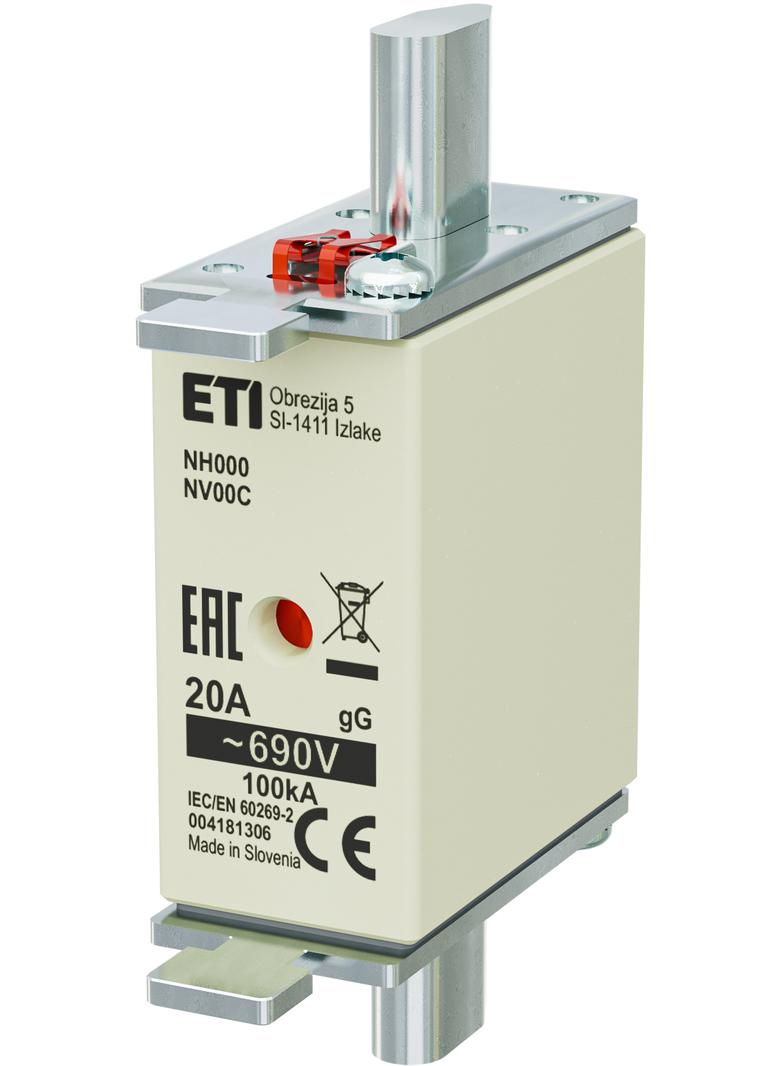 Wkładka topikowa NH zwłoczna KOMBI NH000 WT-00C gG 20A 690V 004181306 ETI