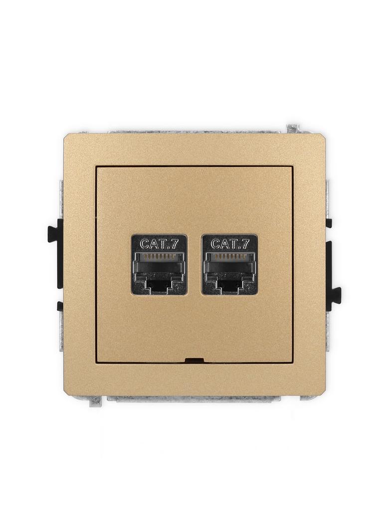 DECO Mechanizm gniazda komputerowego podwójnego 2xRJ45, kat. 7, ekranowany, 8-stykowy, bez pola opis