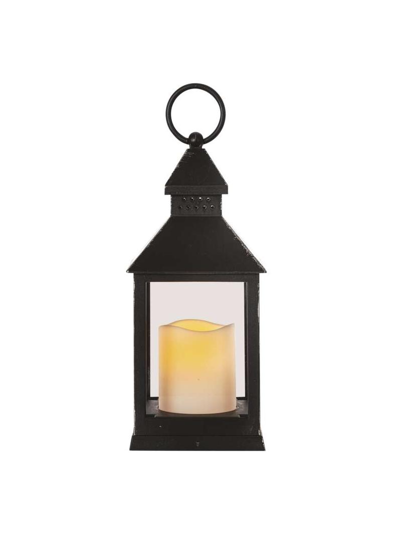 Lampion 1 LED świeczka czarny 24 cm 3x AAA vintage IP20 timer DCLV02 EMOS