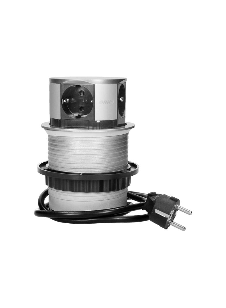 Gniazdo meblowe O10cm wysuwane z blatu z przewodem 1,5m 4x2P+Z wersja schuko OR-AE-1341(GS) ORNO