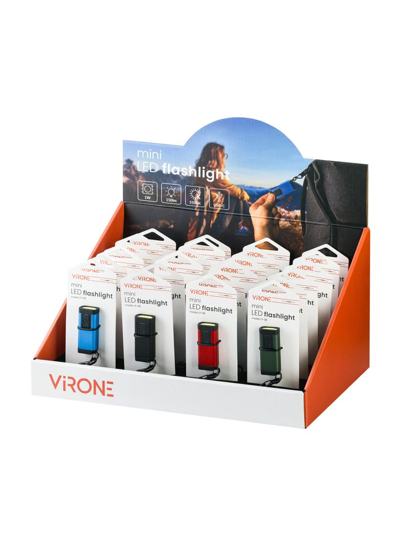 Mini latarka/brelok LED COB, 150lm, 180mAh, 5500K, kolor mix