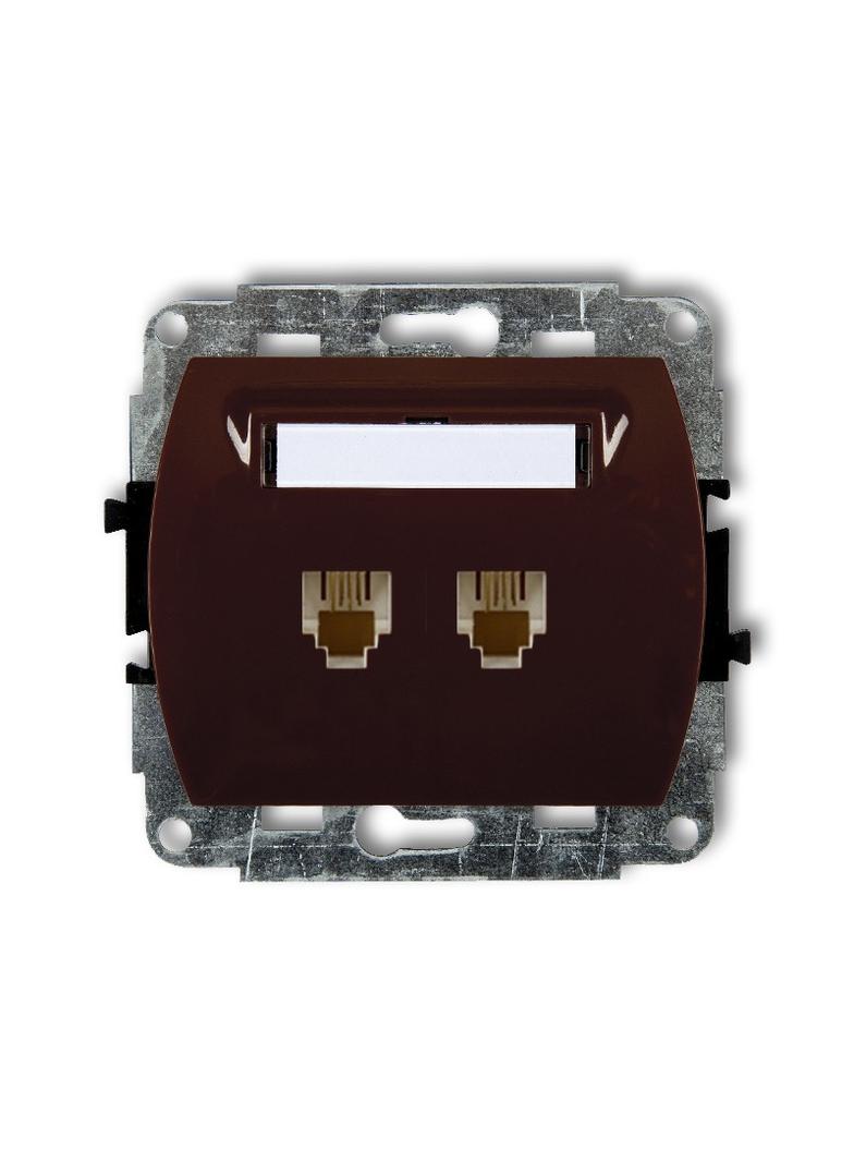 TREND Mechanizm gniazda telefonicznego podwójnego 2xRJ11, 4-stykowy brązowy