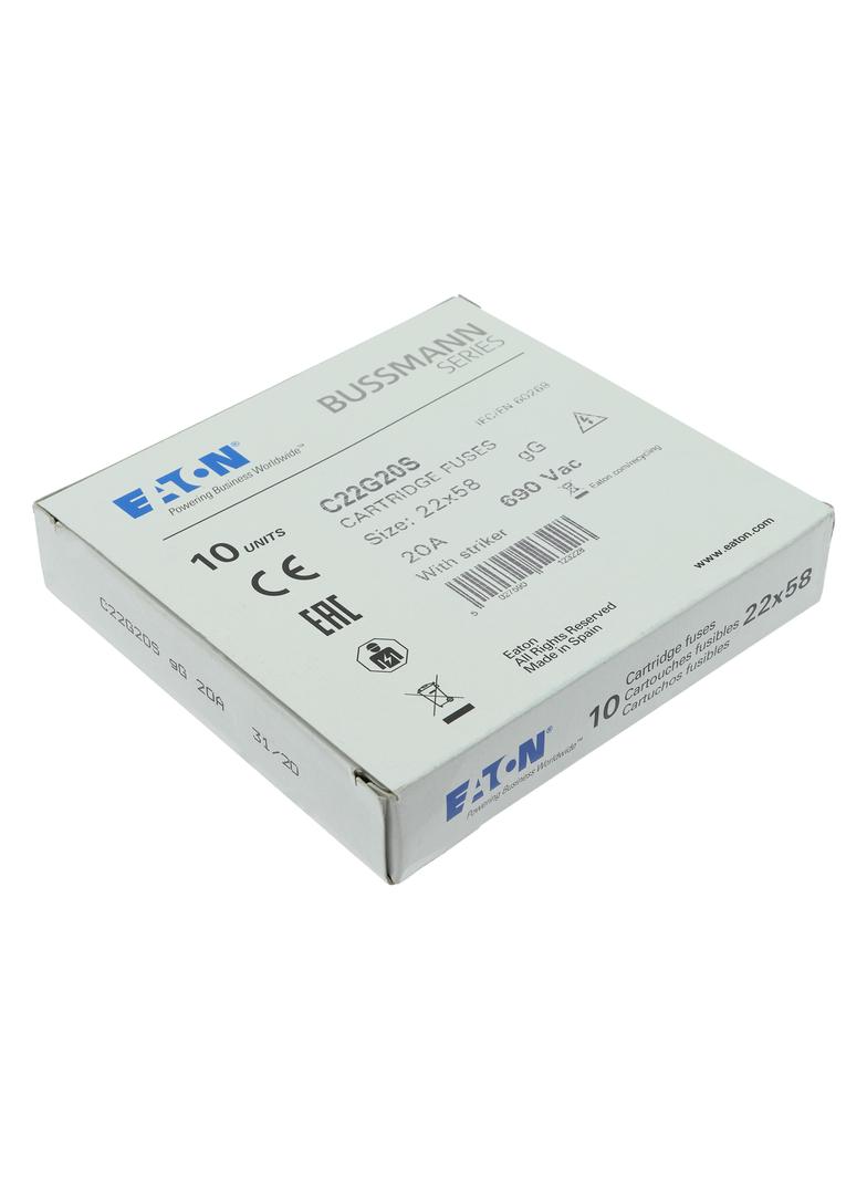 C22G20S Wkładka cylindryczna z wybijakiem 22x58 20A GG 690V C22G20S EATON